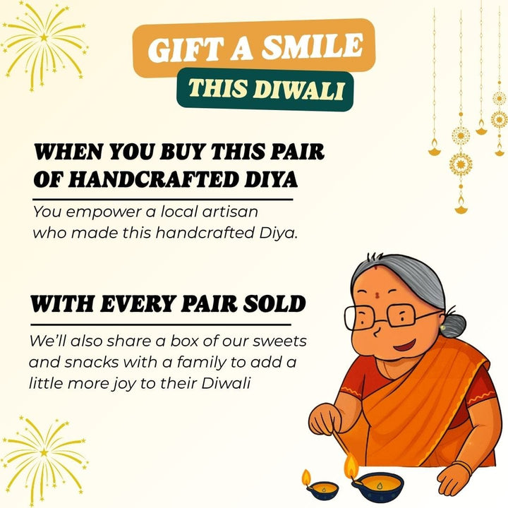 Diwali Handcrafted Diyas (pack of 2)  - Free Shipping Across India