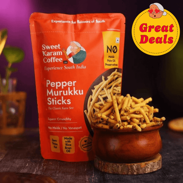 Pepper Murukku Sticks (Kara Sev) - Sweet Karam Coffee