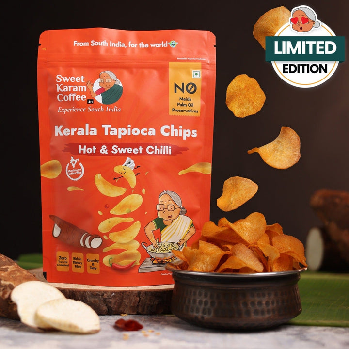 Kerala Tapioca (Kappa) Chips - Hot & Sweet Chilli  - Free Shipping Across India