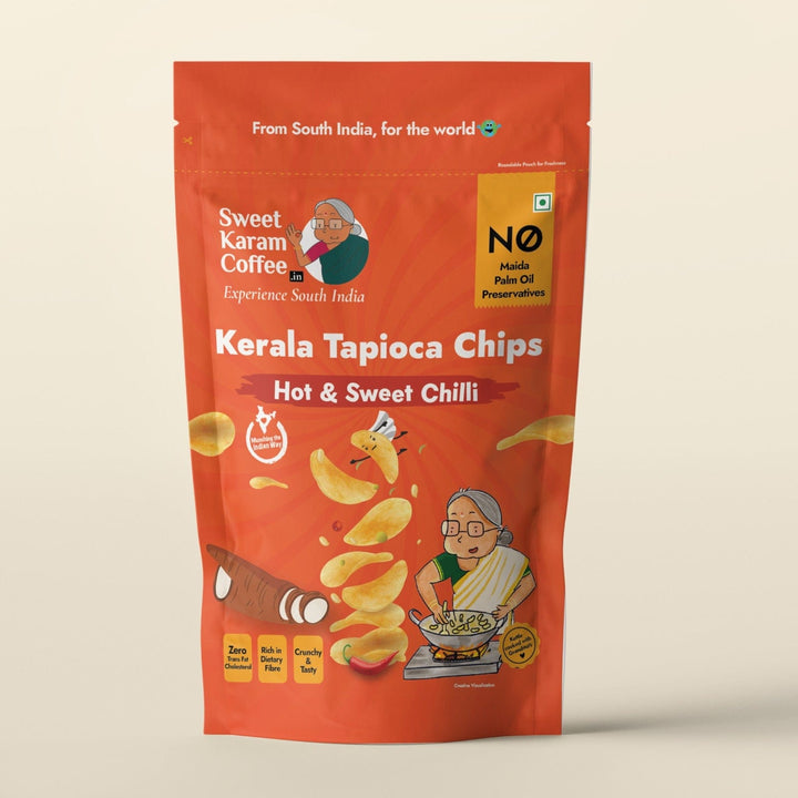 Kerala Tapioca (Kappa) Chips - Hot & Sweet Chilli  - Free Shipping Across India