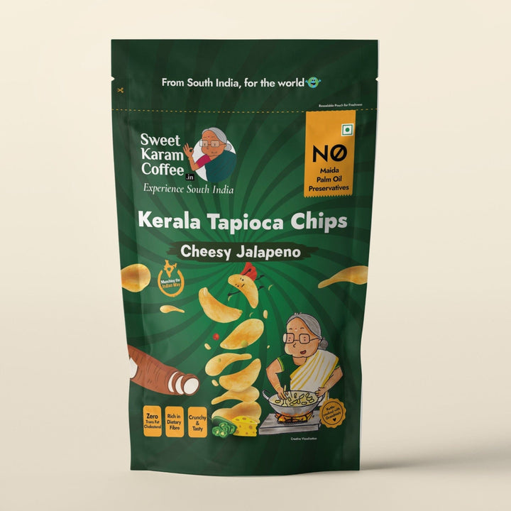 Kerala Tapioca (Kappa) Chips - Cheesy Jalapeno  - Free Shipping Across India