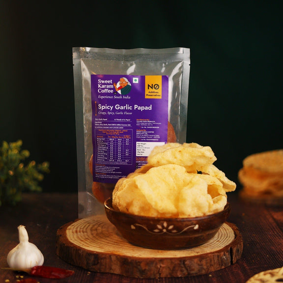 Buy Spicy Garlic Papad Chips Online | Sweet Karam Coffee