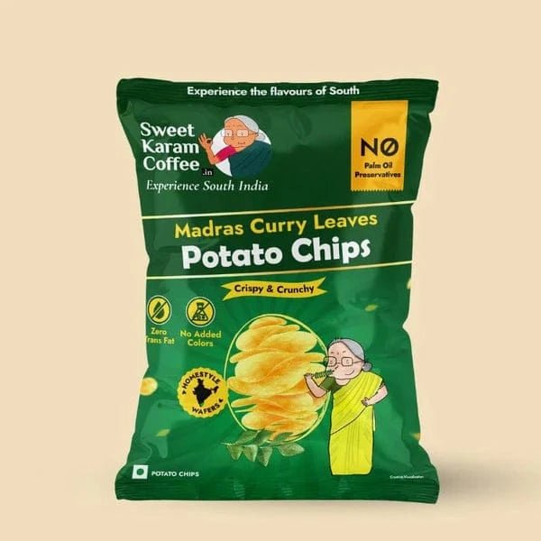 FREE Potato Chips - Madras Curry Leaves 60g Pack (Max 1 QTY)  - Free Shipping Across India