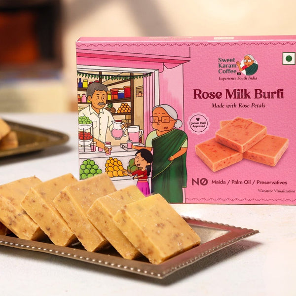 Rose Milk Burfi - Sweet Karam Coffee