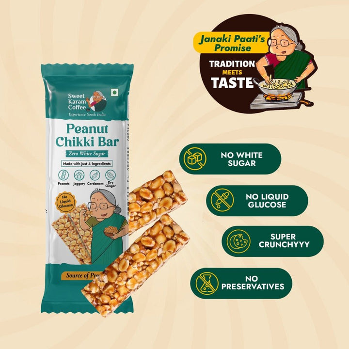 Peanut Chikki Bar 20 g (Zero White Sugar) - Sweet Karam Coffee