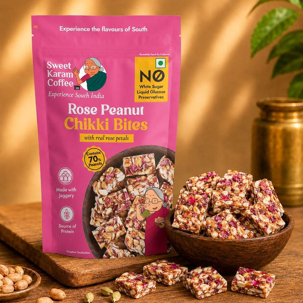 Rose Peanut Chikki Bites - Sweet Karam Coffee