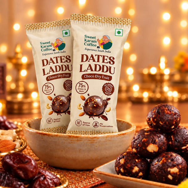 Dates Laddu (Choco Dry Fruit) - 75% Dates & Nuts - Sweet Karam Coffee