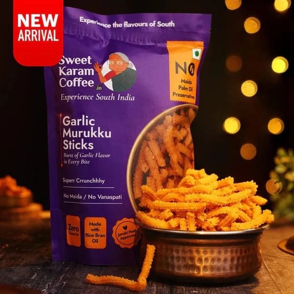 Garlic Murukku Sticks 95 g - Sweet Karam Coffee