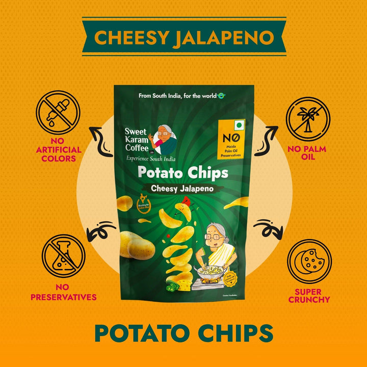 Potato Chips - Cheesy Jalapeno  - Free Shipping Across India