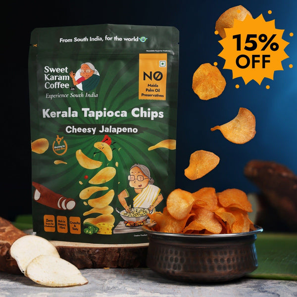 Kerala Tapioca (Kappa) Chips - Cheesy Jalapeno  - Free Shipping Across India