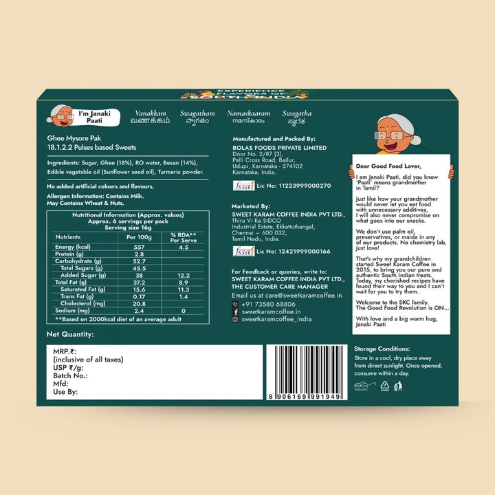 Ghee Mysorepak (Soft) - Sweet Karam Coffee