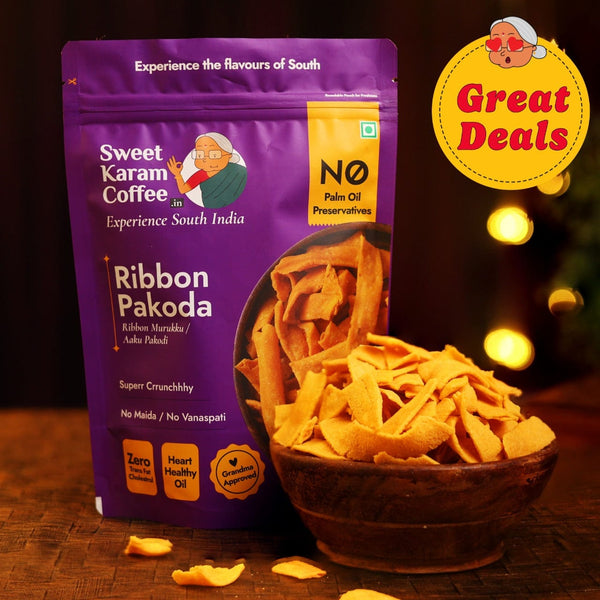 Ribbon Pakoda (Ribbon Murukku) - Sweet Karam Coffee