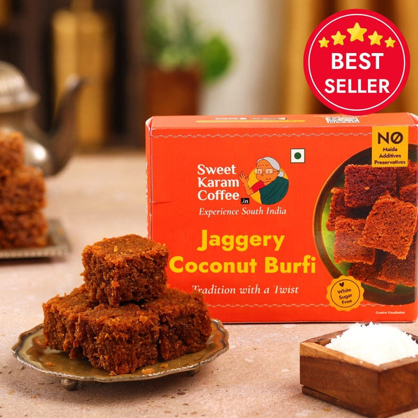 Jaggery Coconut Burfi - Sweet Karam Coffee