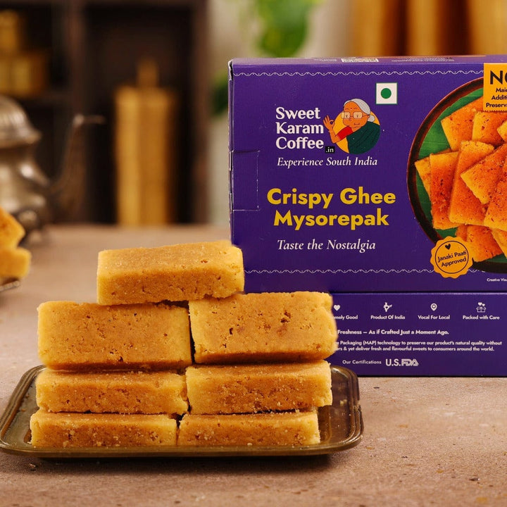 Crispy Ghee Mysorepak - Sweet Karam Coffee