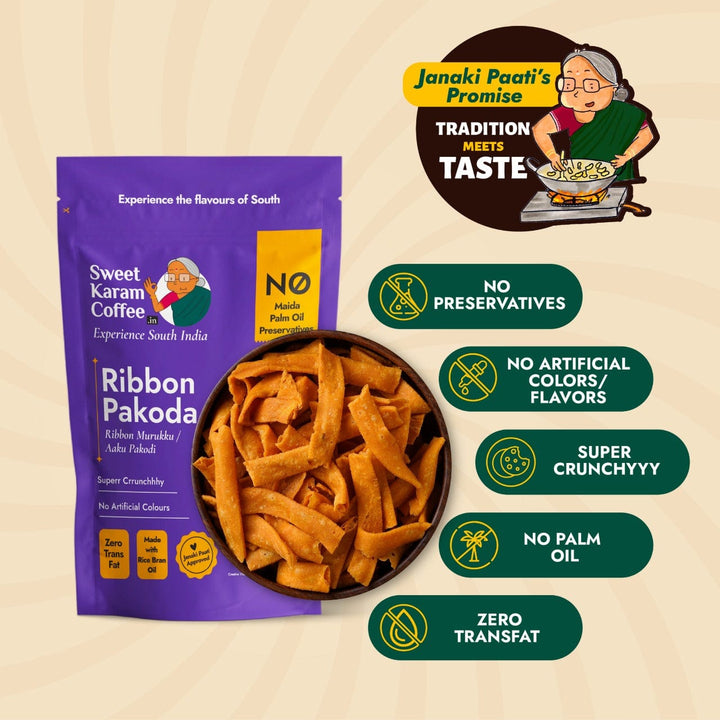 Ribbon Pakoda (Ribbon Murukku) - Sweet Karam Coffee