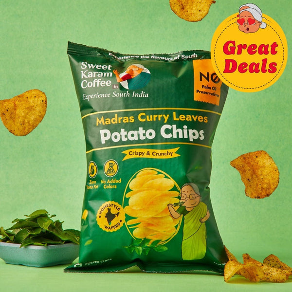 Potato Chips - Madras Curry Leaves - Sweet Karam Coffee
