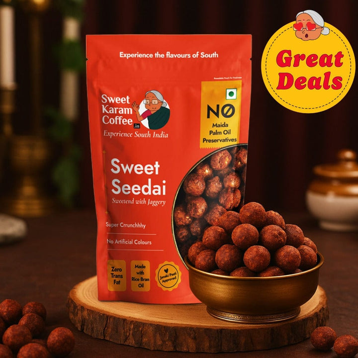 Sweet Seedai (Crunchy Jaggery Rice Balls) - Sweet Karam Coffee