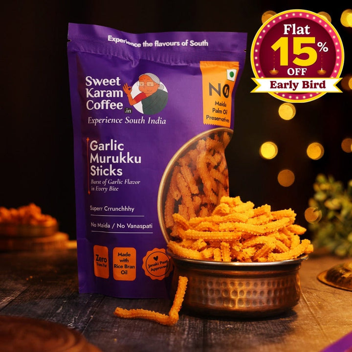 Garlic Murukku Sticks - Sweet Karam Coffee