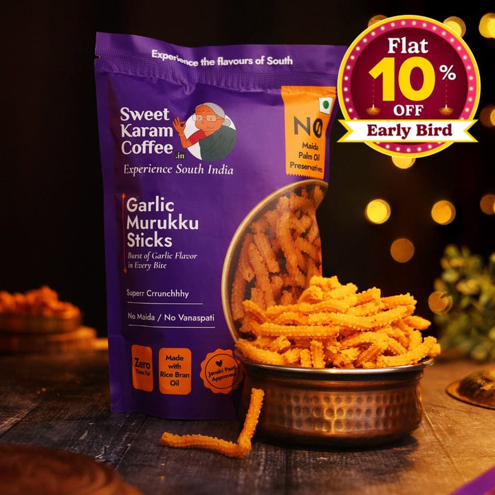 Garlic Murukku Sticks - Sweet Karam Coffee