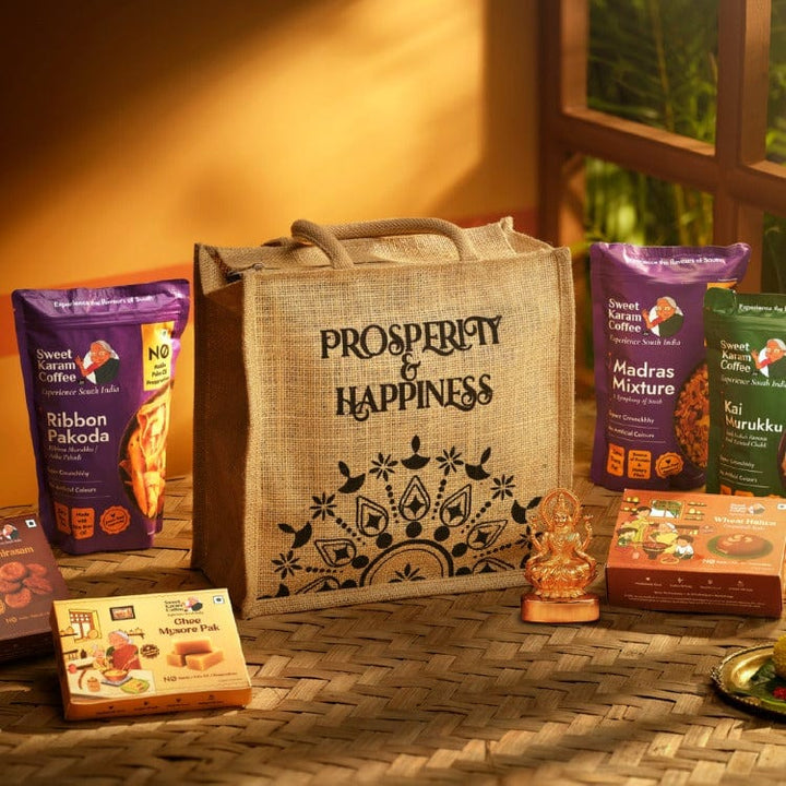 Diwali Special Jute Bag Combo (with Lakshmi Idol)  - Free Shipping Across India