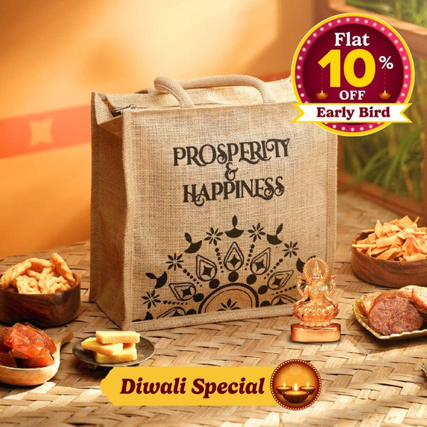 Diwali Special Jute Bag Combo (with Lakshmi Idol)