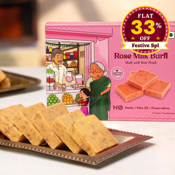 Rose Milk Burfi  - Free Shipping Across India