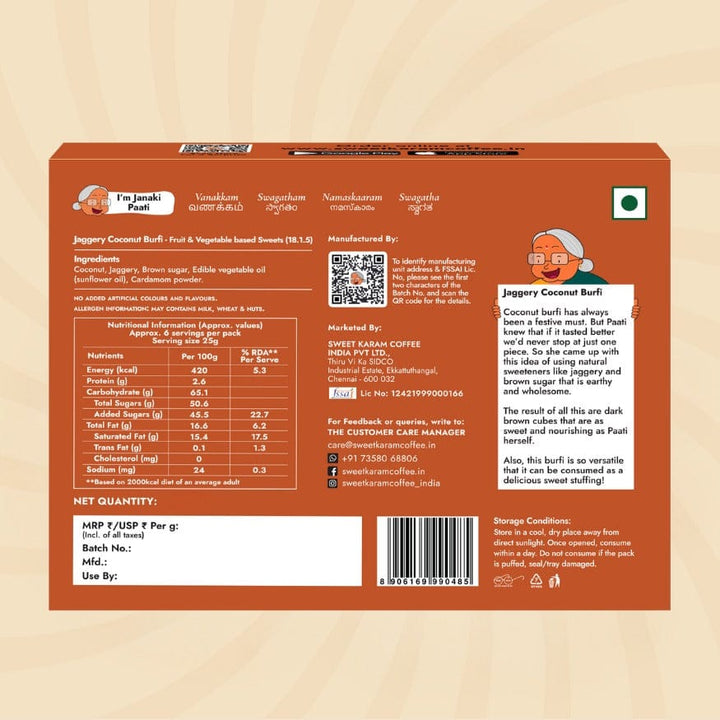 Jaggery Coconut Burfi - Sweet Karam Coffee