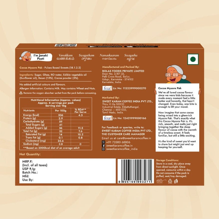 Chocolate/ Cocoa Mysorepak - Sweet Karam Coffee