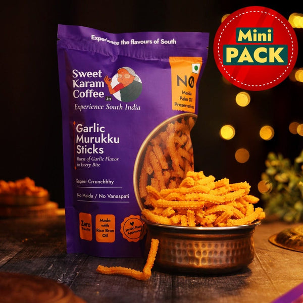 Garlic Murukku Sticks 95 g - Sweet Karam Coffee
