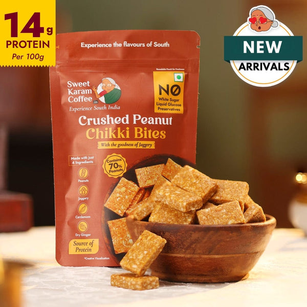 Crushed Peanut Chikki Bites (No Liquid Glucose) - Sweet Karam Coffee