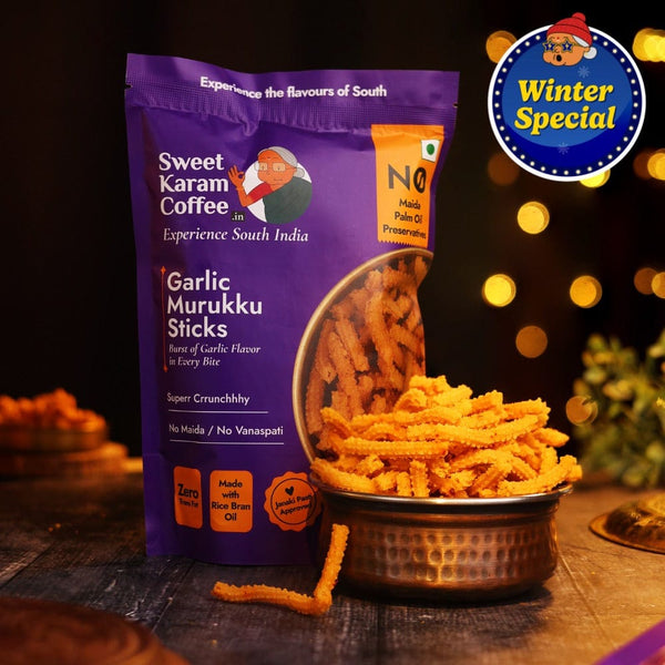 Garlic Murukku Sticks - Sweet Karam Coffee