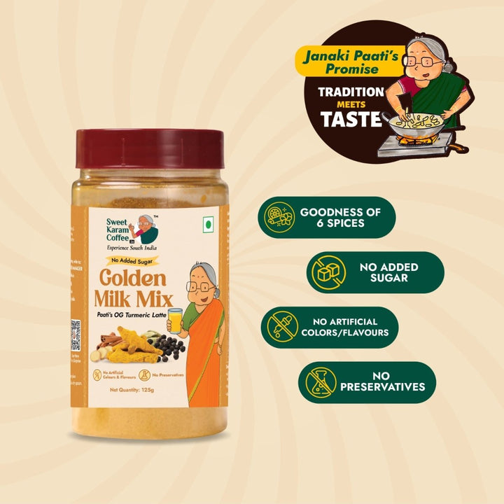 Paati's Golden (Turmeric) Milk Mix (Winter Special) - Sweet Karam Coffee