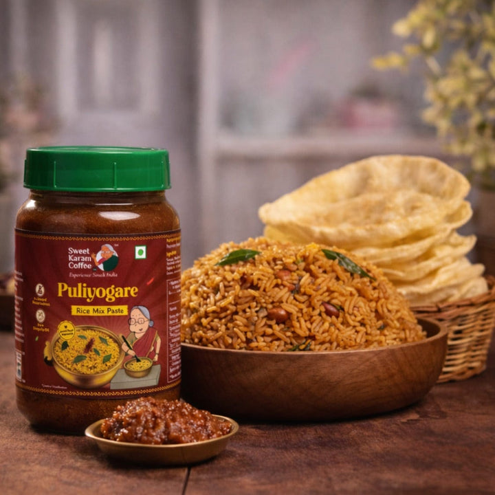 Puliyogare Paste + Rice Papad (Ready in Minutes⏱️) - Sweet Karam Coffee