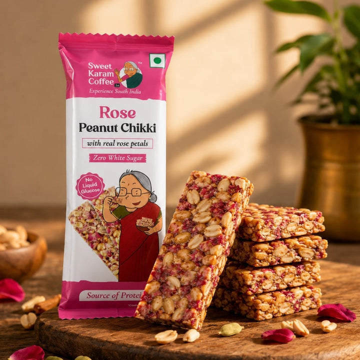 Rose Peanut Chikki Bar - Sweet Karam Coffee