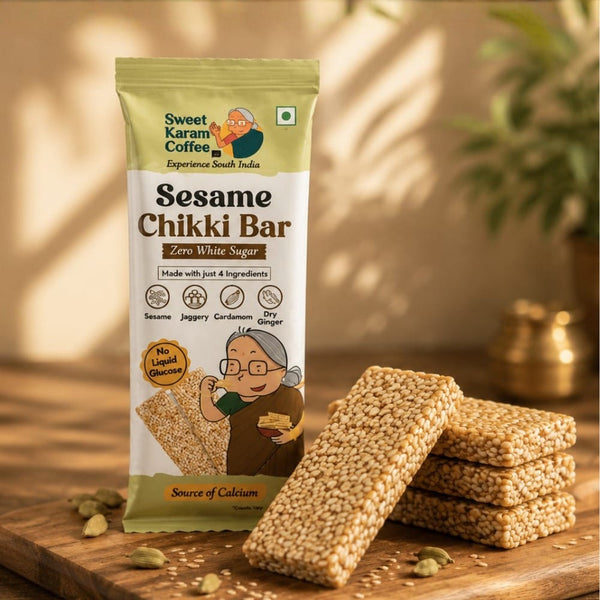 White Sesame Chikki Bar (Zero White Sugar) - Sweet Karam Coffee