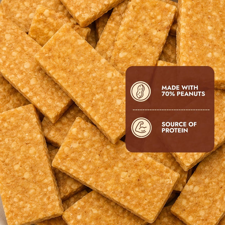 Crushed Peanut Chikki Bar (Zero White Sugar) - Sweet Karam Coffee