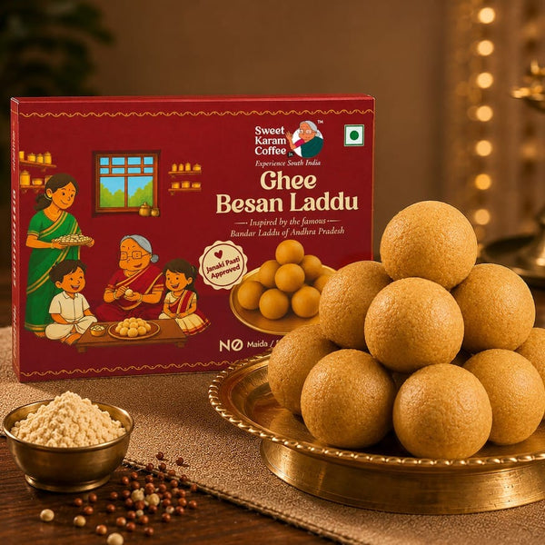 Ghee Besan Laddu (Bandar Laddu) - Sweet Karam Coffee