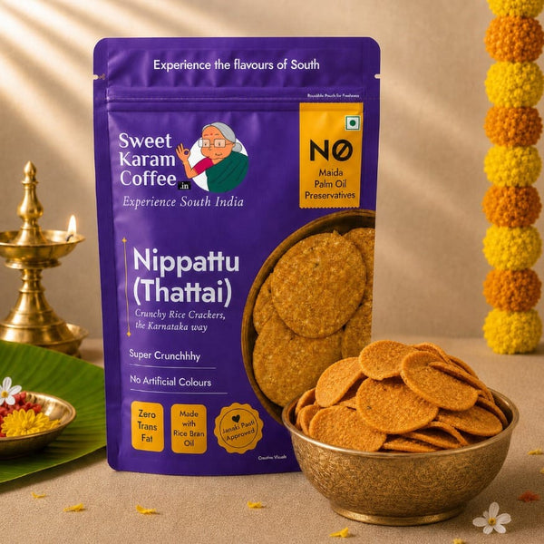 Nippattu / Thattai (Crunchy Rice Crackers) - Sweet Karam Coffee