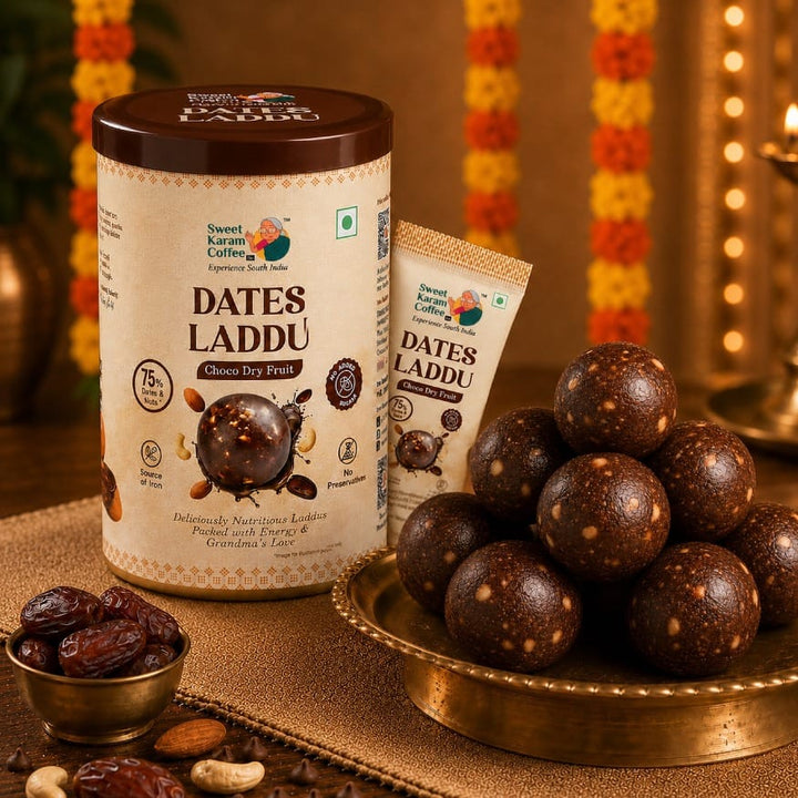 Dates Laddu (Choco Dry Fruit) - 75% Dates & Nuts - Sweet Karam Coffee