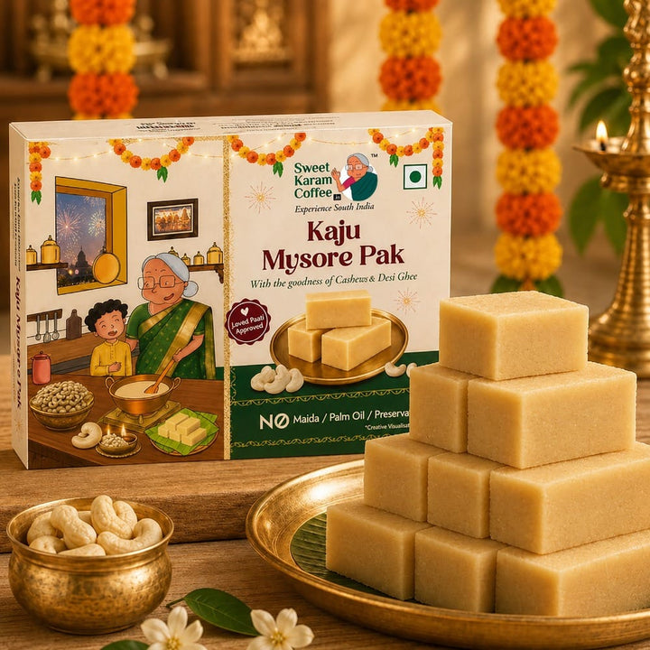Kaju Mysorepak - Sweet Karam Coffee