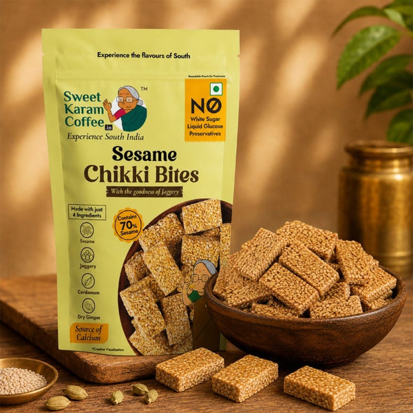 Sesame Chikki Bites - Sweet Karam Coffee