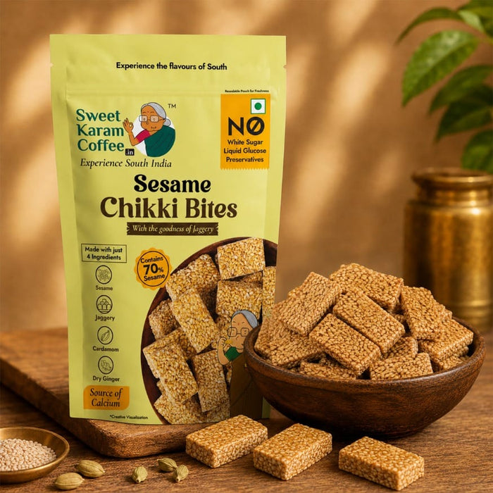 Sesame Chikki Bites - Sweet Karam Coffee