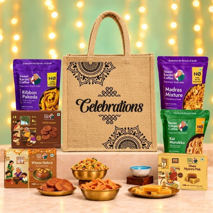 Diwali Special Jute Bag Combo - Sweet Karam Coffee