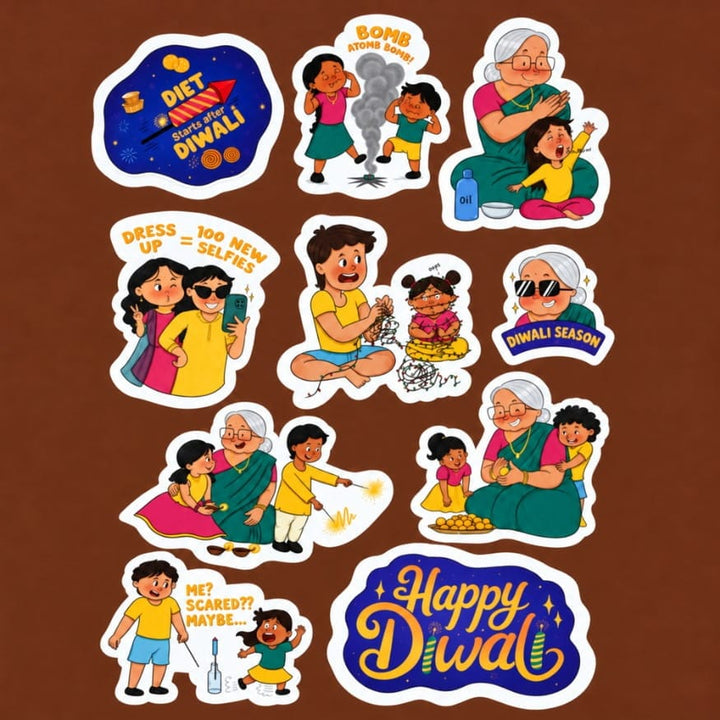 Paati's Diwali Stickers  - Free Shipping Across India