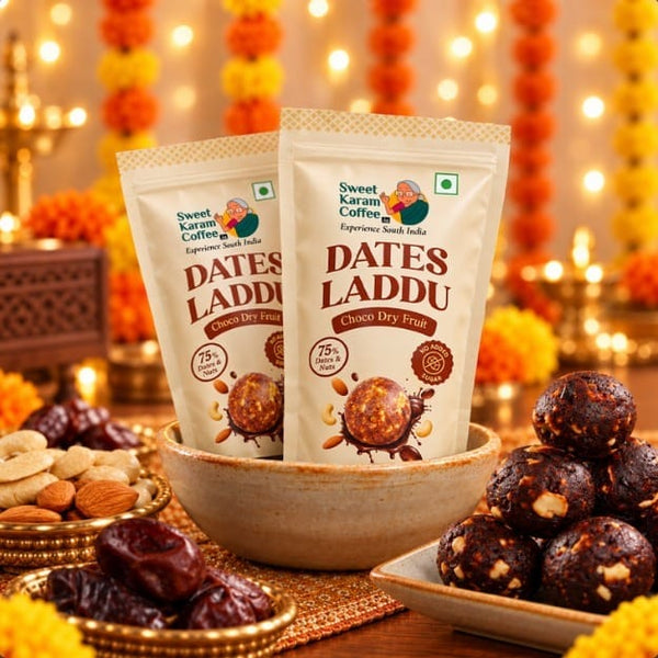 Dates Laddu (Choco Dry Fruit) - 75% Dates & Nuts - Sweet Karam Coffee