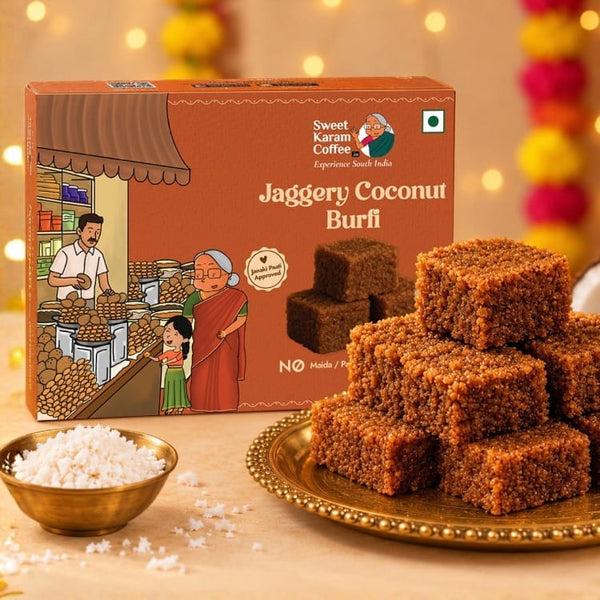 Jaggery Coconut Burfi - Sweet Karam Coffee
