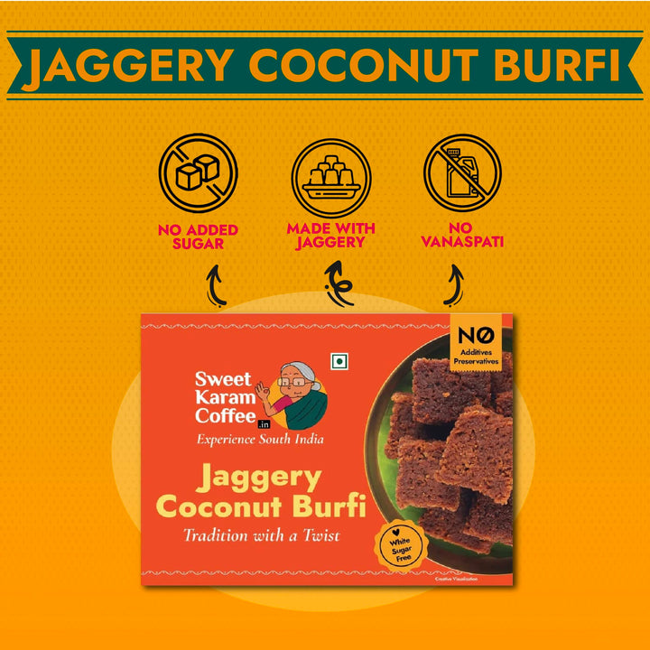 Jaggery Coconut Burfi  - Free Shipping Across India